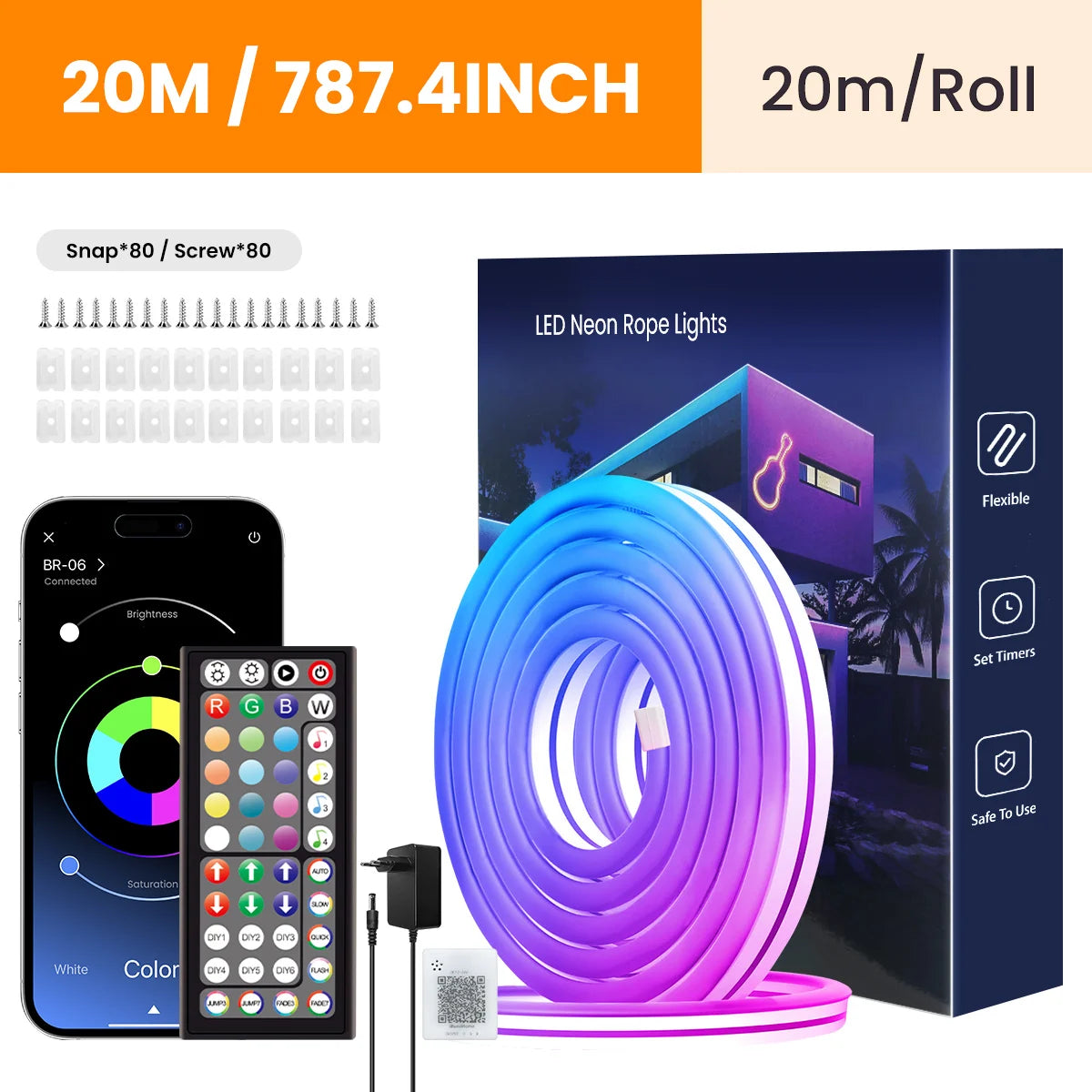 Corde lumineuse LED au néon flexible RVB