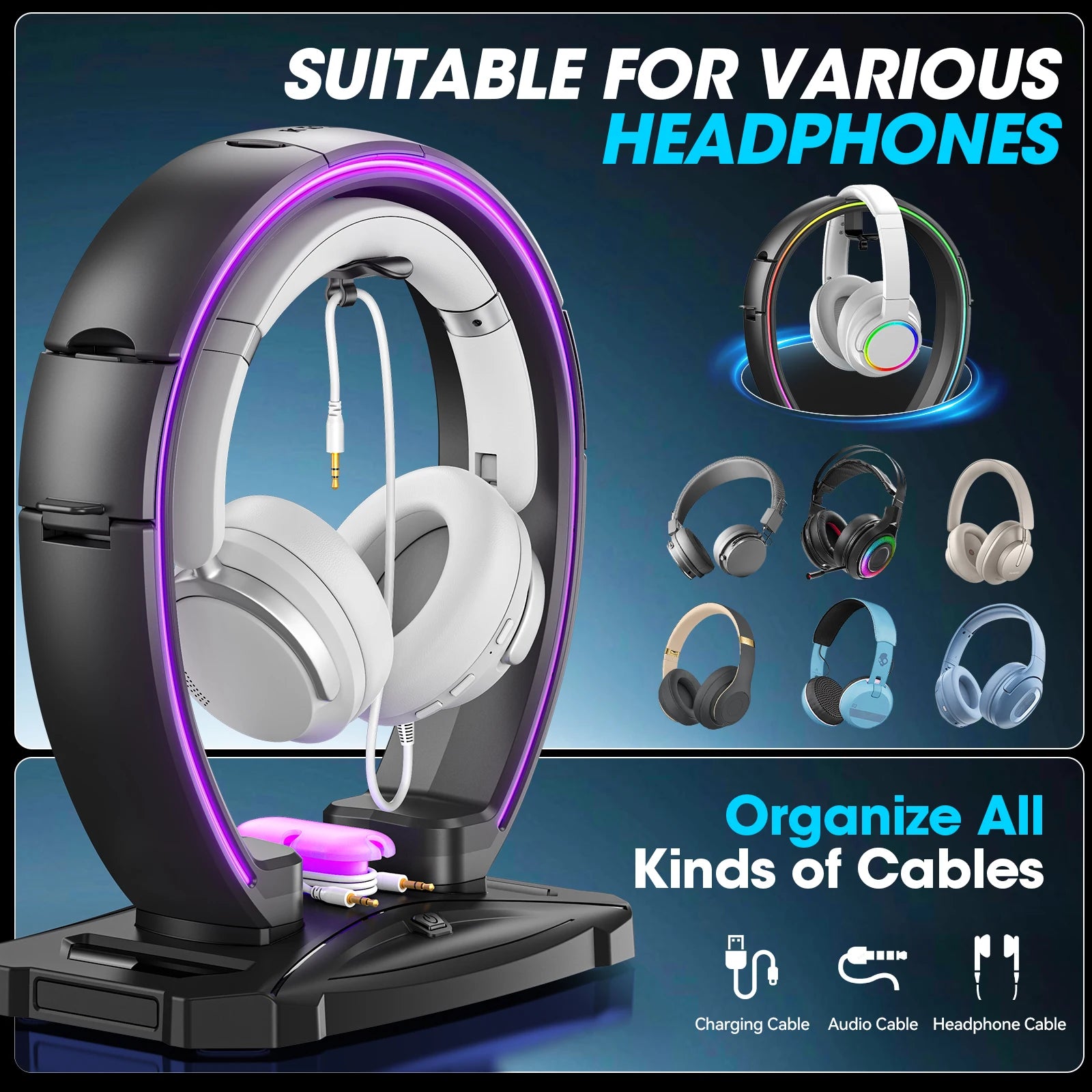 Support Casque & Contrôleur RGB