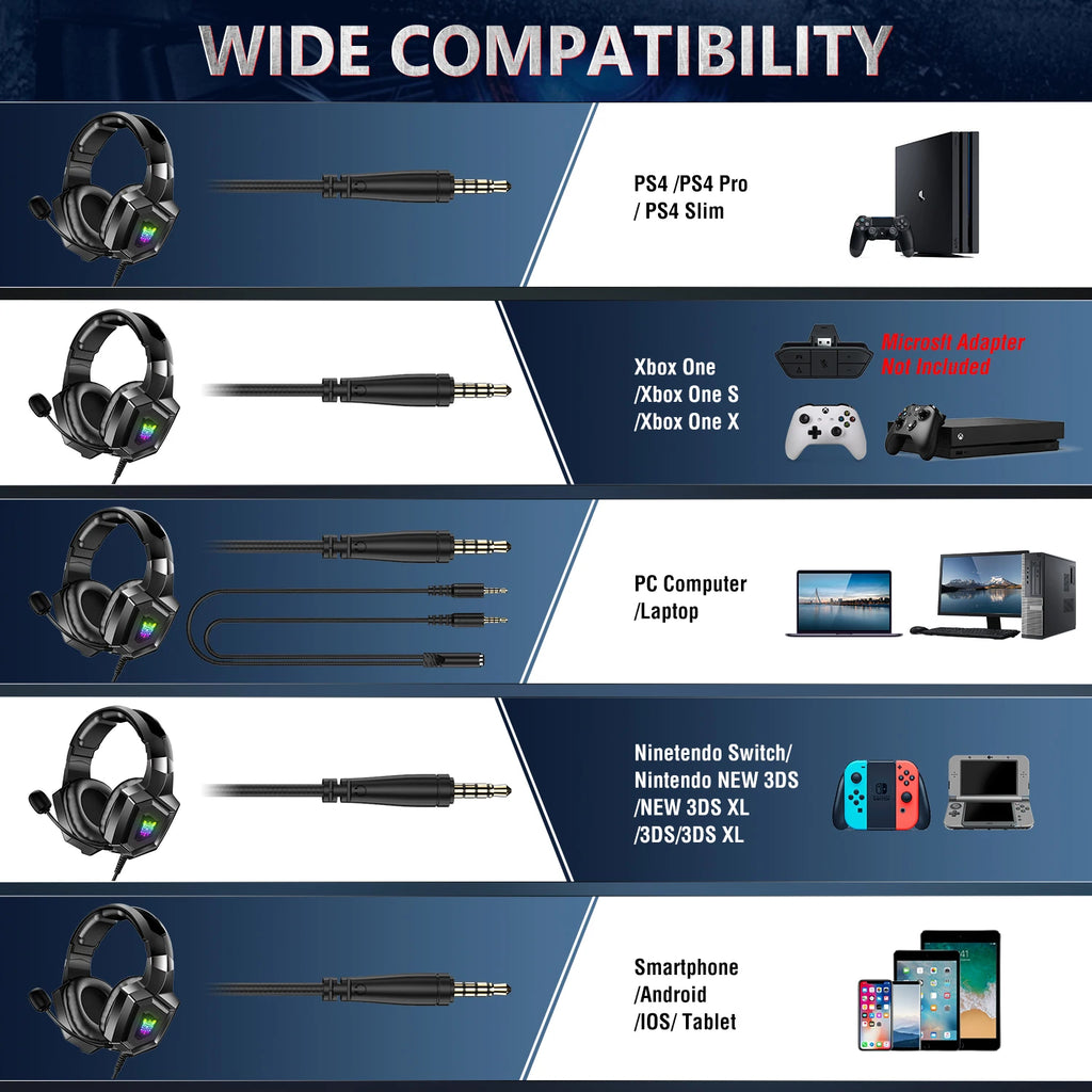 Casque Gamer ONIKUMA K8 avec Micro HD et Lumière RVB